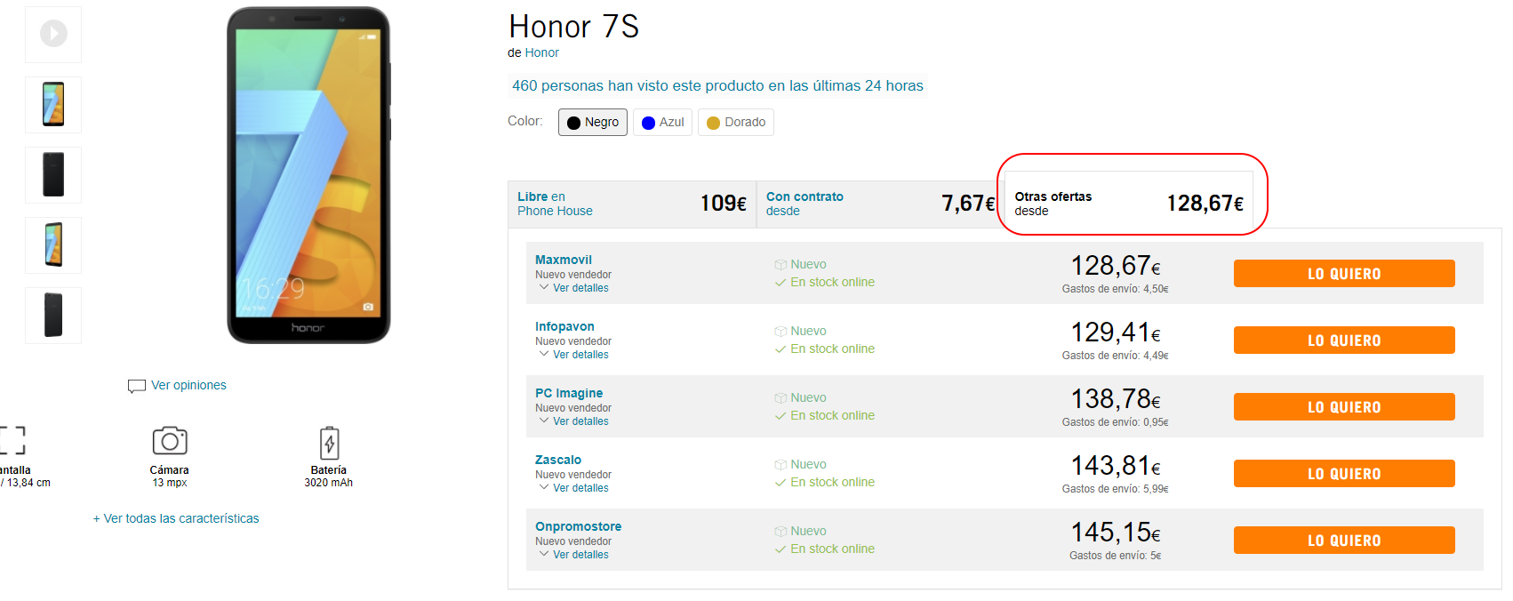 ficha de producto Phone House