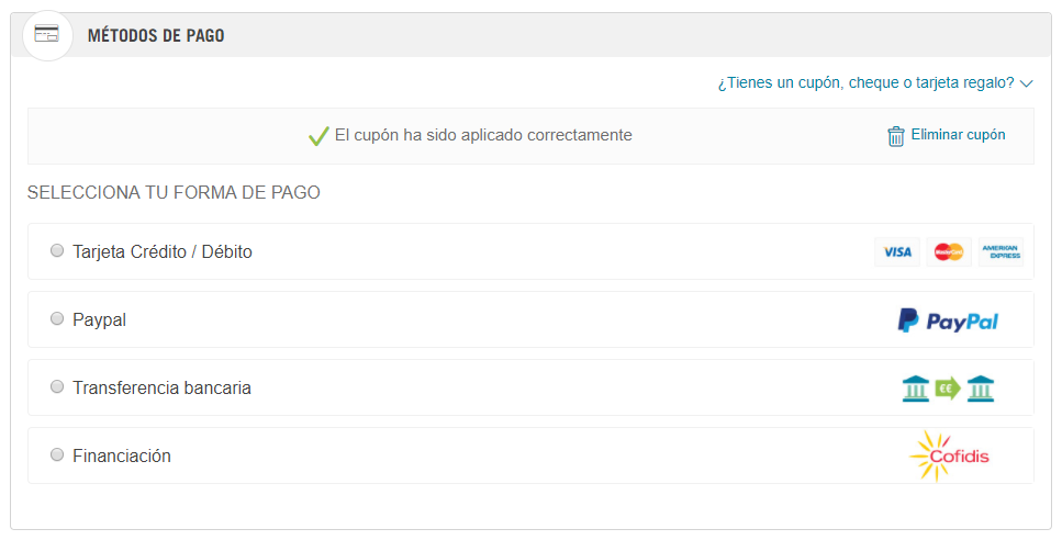 Selecciona tu método de pago